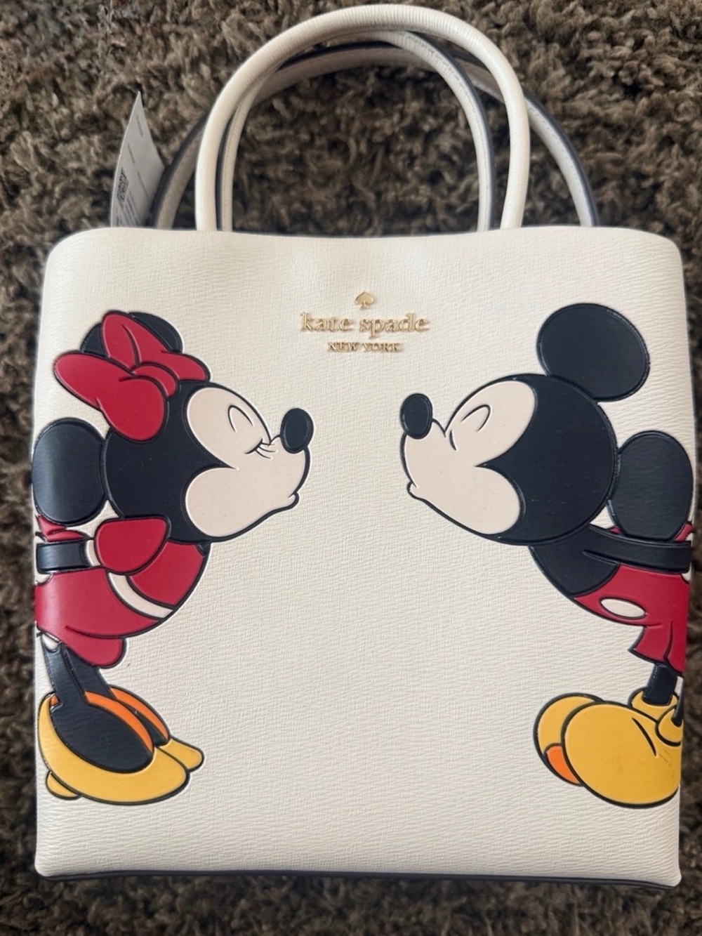 kate spade White Minnie and Mickey Kiss Tote with Red and Yellow Accents